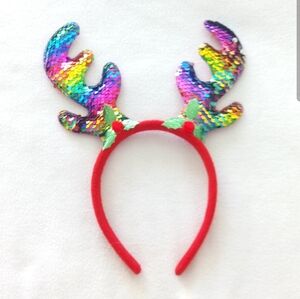 Colorful Sequin Reindeer Antler Headband